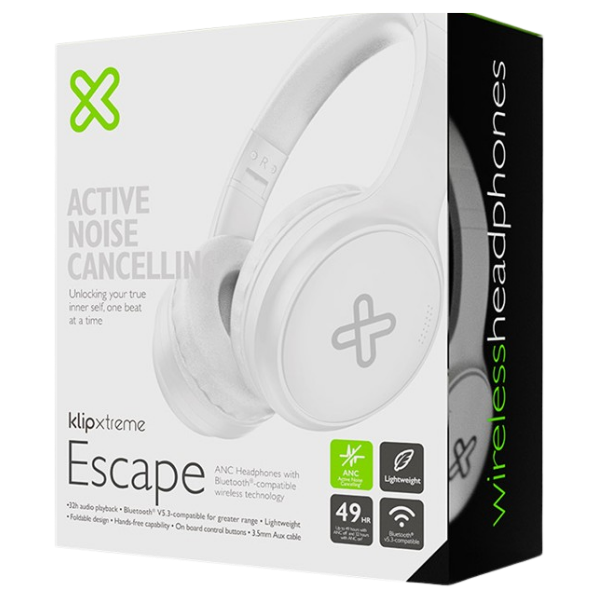 AUDIFONOS HEADSET KLIP XTREME BLUETOOTH/3.5MM ANC WHITE