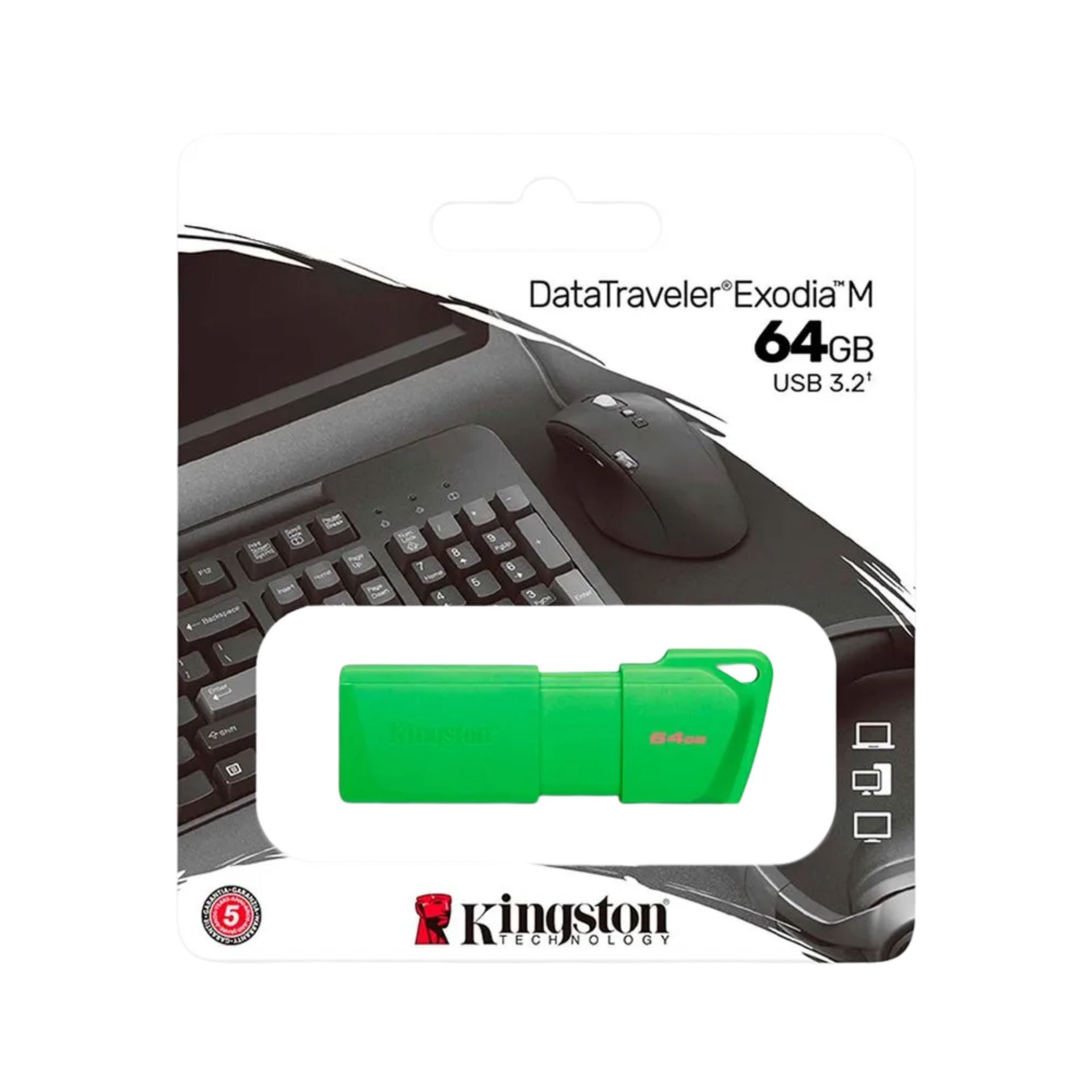 Memoria USB 64GB Exodia M3.2 Kingston Verde (KC-U2L64-7LG)