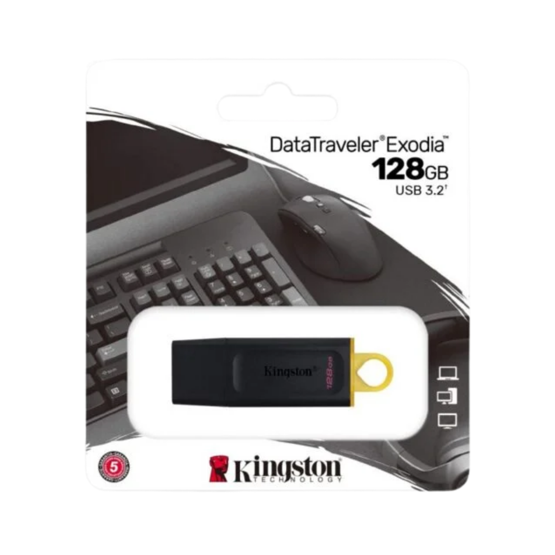Memoria USB Kingston DTX/128GB EXODIA 3.2 Negro/Amarillo