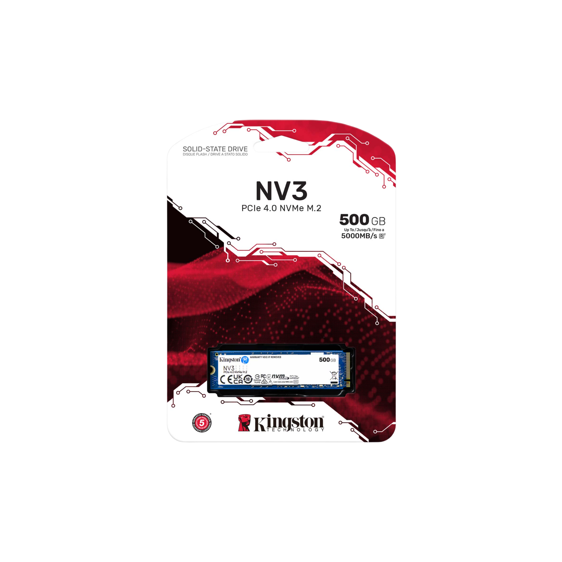 Disco SSD 500GB KINGSTON M.2 NV3 PCIE2280/6000MB/SEG  (SNV3S/500G)