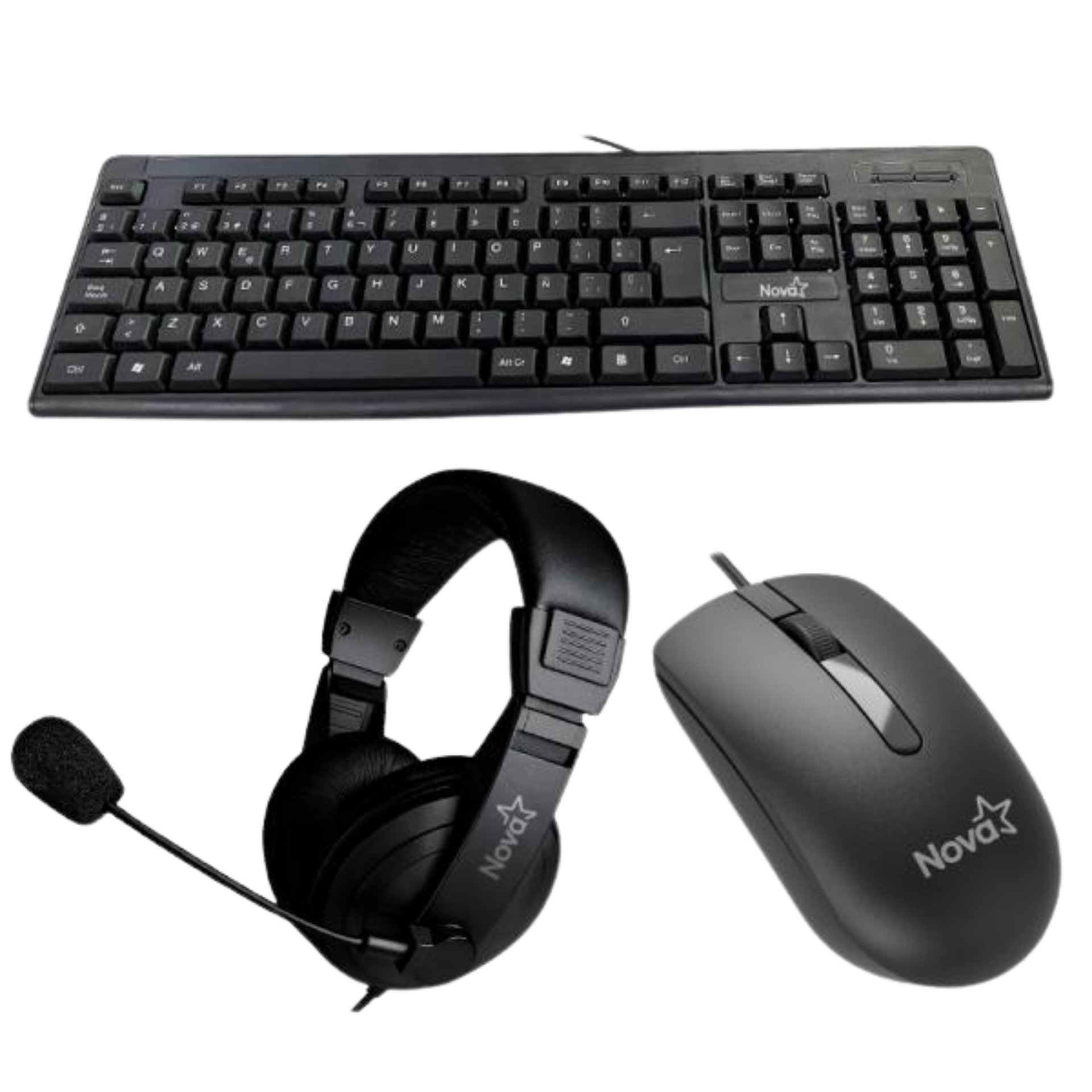 Kit de teclado, mouse y headset USB NOVA (KB5982U0002C)