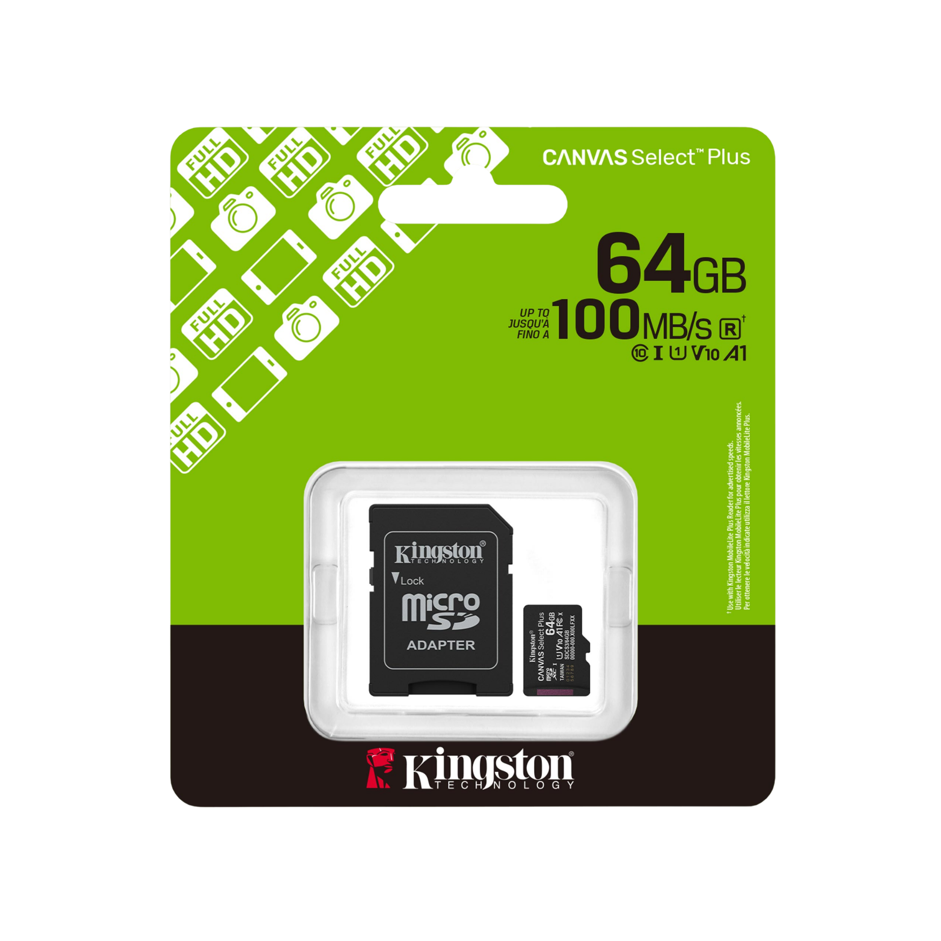 Memoria microSD 64GB KINGSTON (SDCS3/64GB)