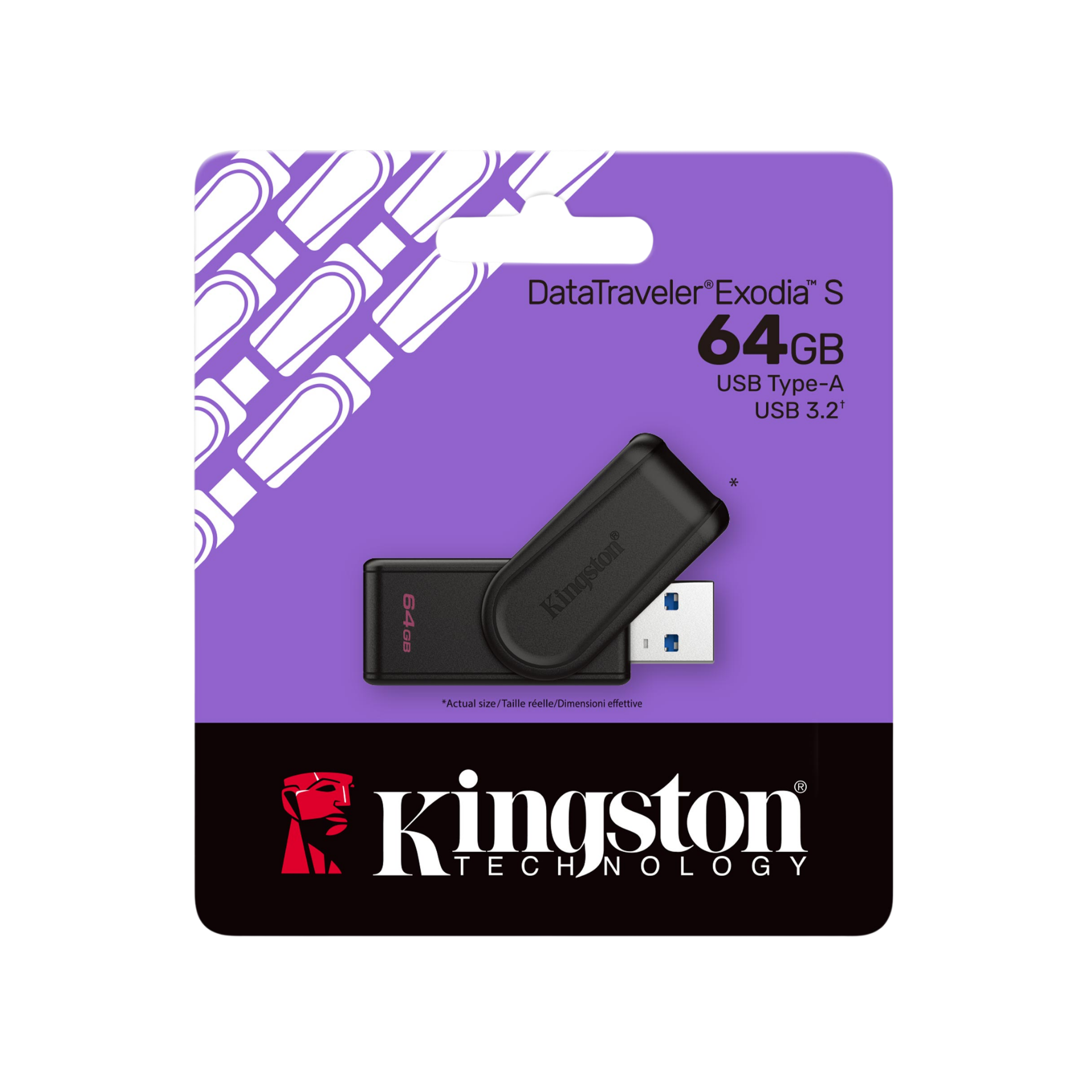 Memoria USB 64GB EXODIA S M 3.2 KINGSTON (DTXS/64GB) BLACK