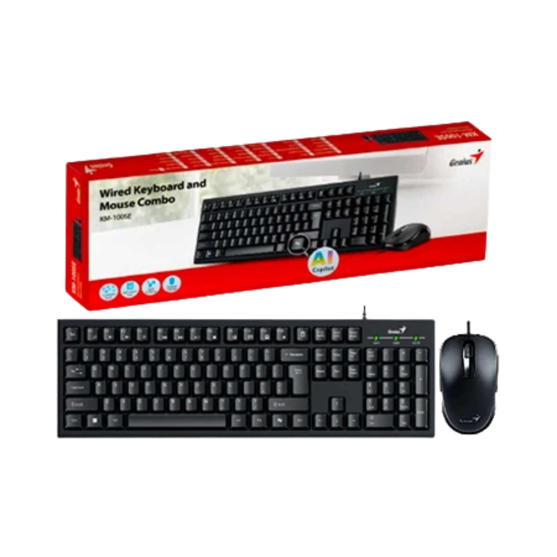 Kit de teclado y mouse GENIUS RS2 KM-100SE alámbrico USB español black